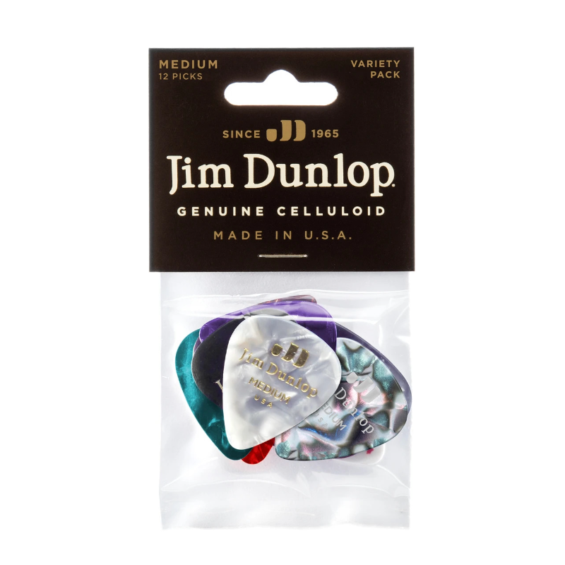 DUNLOP CELLULOID MEDIUM 12 PICKS PACK 483P14