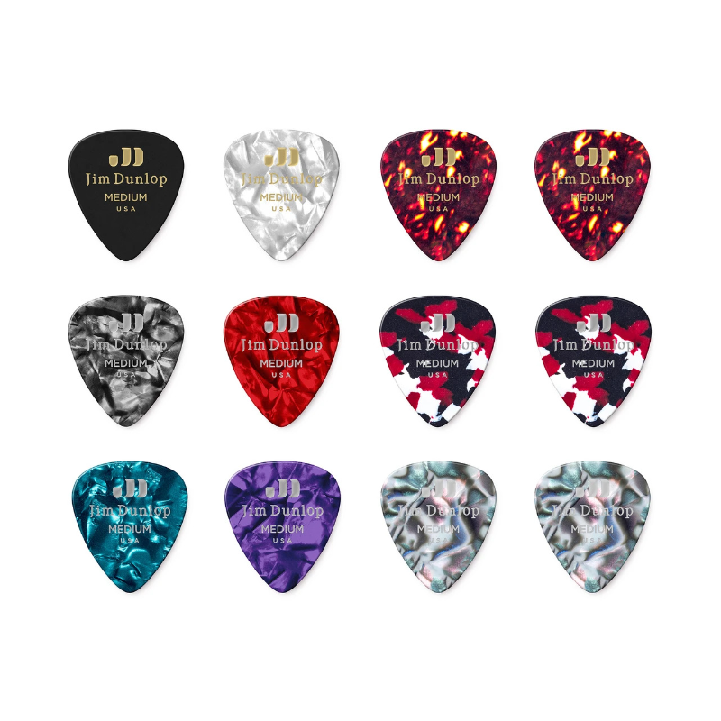 DUNLOP CELLULOID MEDIUM 12 PICKS PACK 483P14