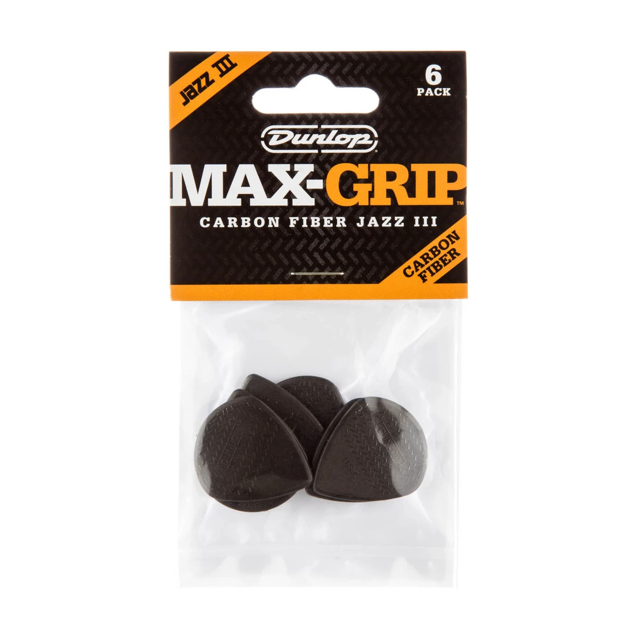 DUNLOP MAX-GRIP® JAZZ III XL CARBON FIBER PICK 1.38MM 6/PLYPK DUNLOP MAX-GRIP® JAZZ III XL CARBON FIBER PICK 1.38MM 6/PLYPK