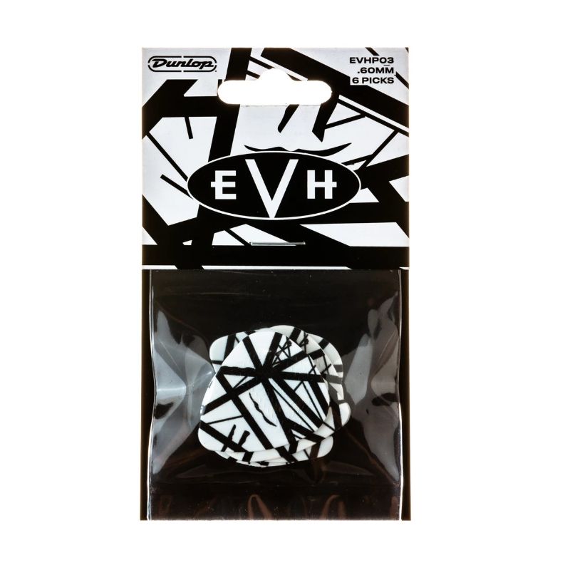 DUNLOP EVH® WHITE WITH BLACK STRIPES PICK .60MM EVH-03