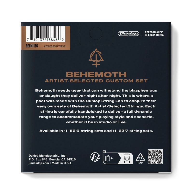 DUNLOP BEHEMOTH ARTIST-SELECTED CUSTOM GUITAR STRINGS 11-56 BEHN1156